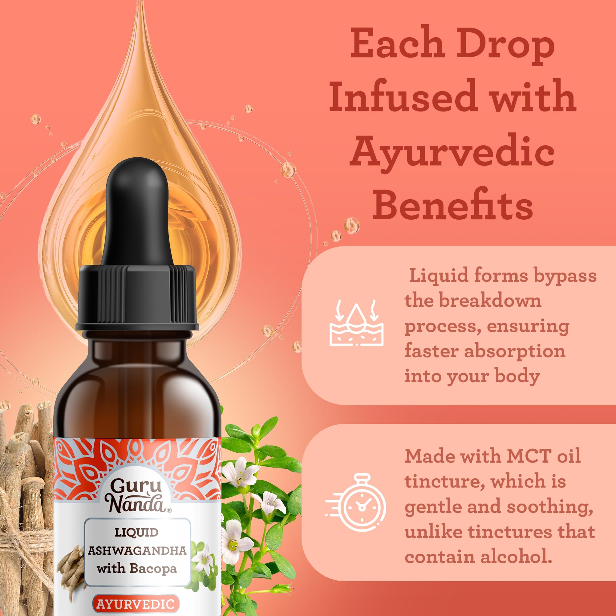 Foto 5 pulgar | Suplemento Gurunanda Liquid Ashwagandha Con Bacopa 30 Ml - Venta Internacional.