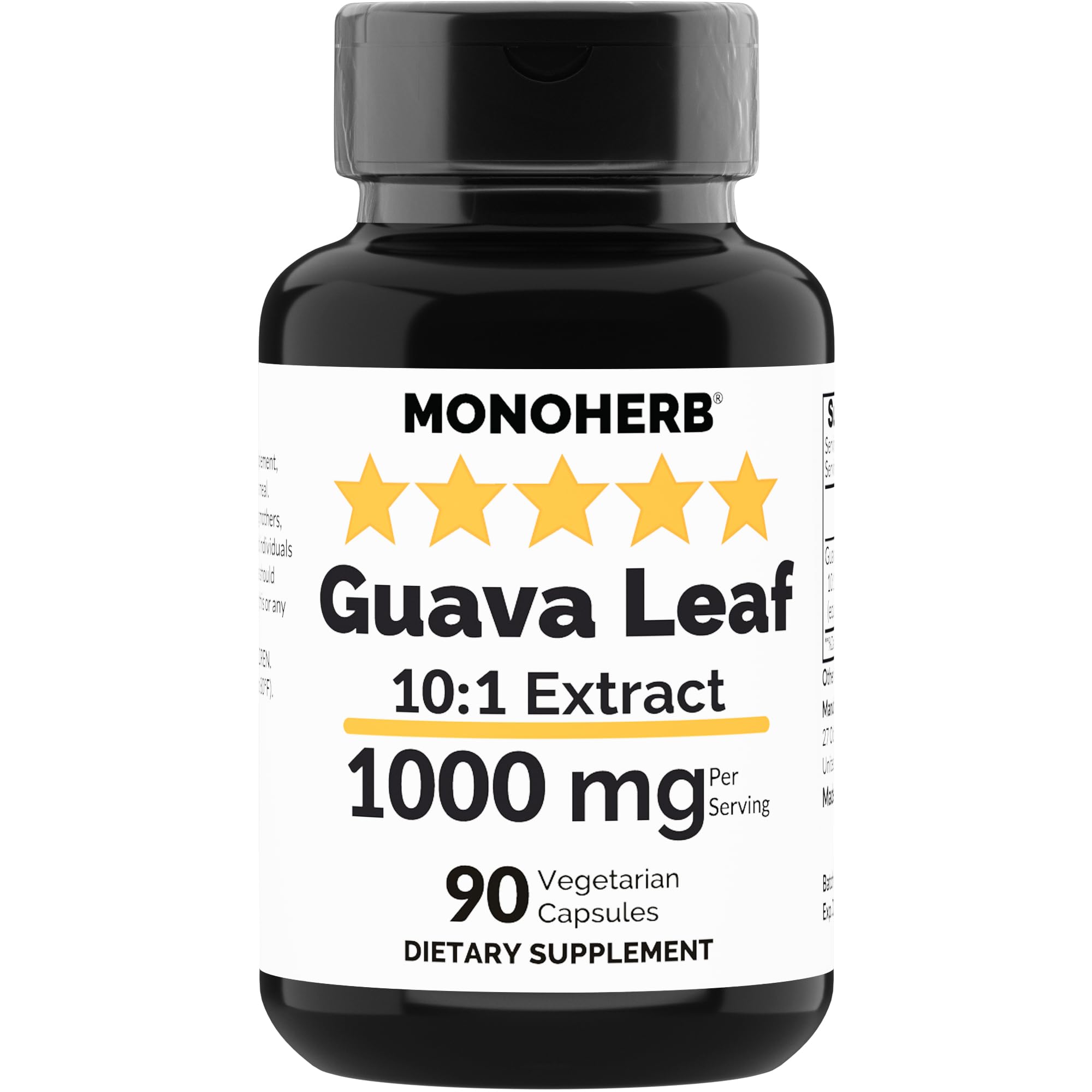 Foto 2 pulgar | Suplemento Monoherb De Extracto De Hoja De Guayaba 1000 Mg - 90 Cápsulas - Venta Internacional.