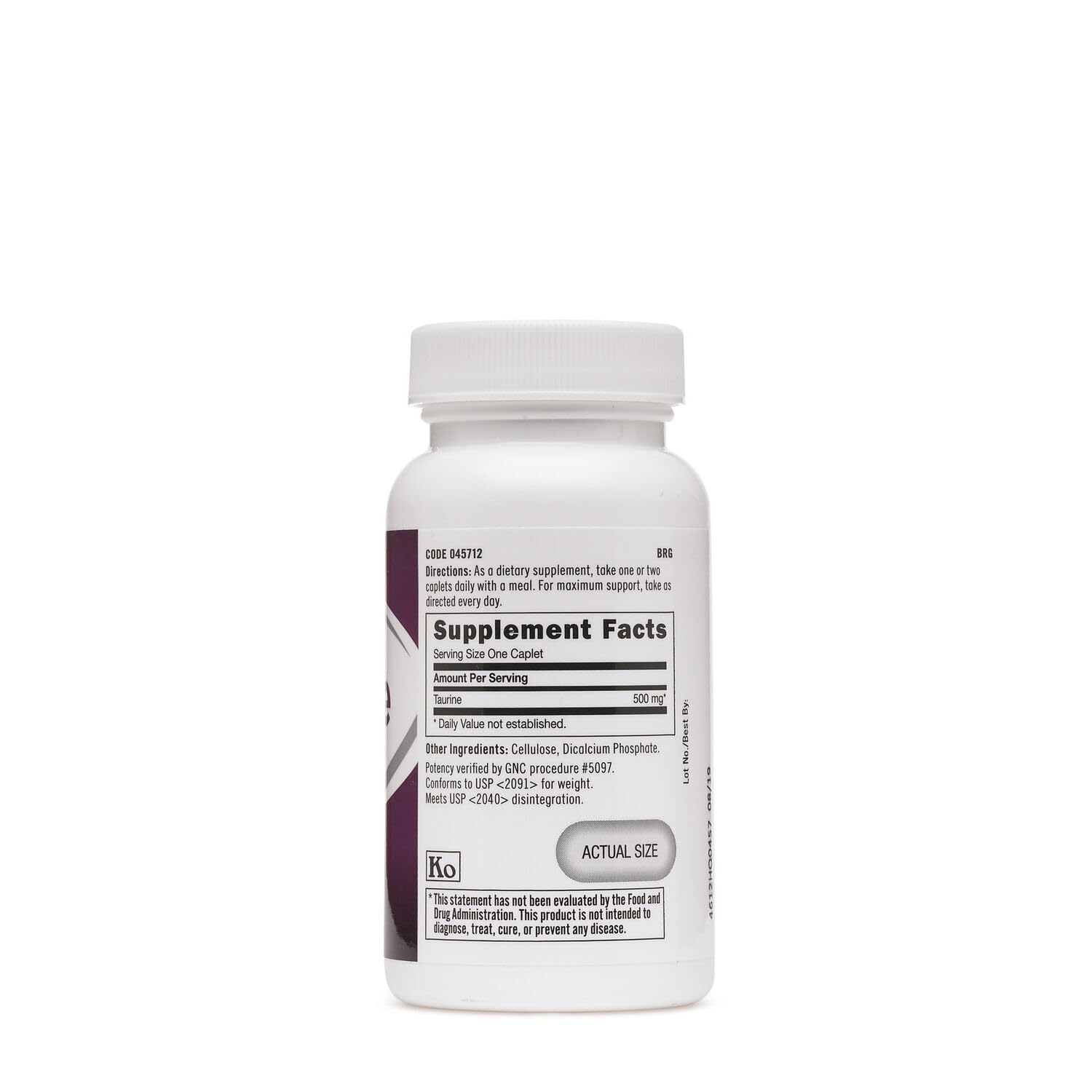 Foto 3 pulgar | Suplemento De Taurina Gnc En Cápsulas De 500 Mg, 50 Cápsulas Vegetarianas - Venta Internacional.