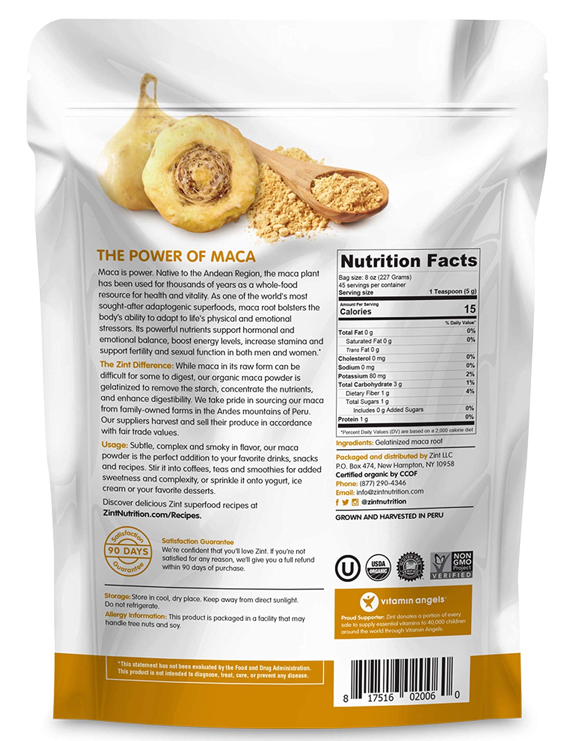 Foto 3 pulgar | Suplemento Zint De Maca Orgánica En Polvo, 240 Ml, Paleo Gelatinizada - Venta Internacional.