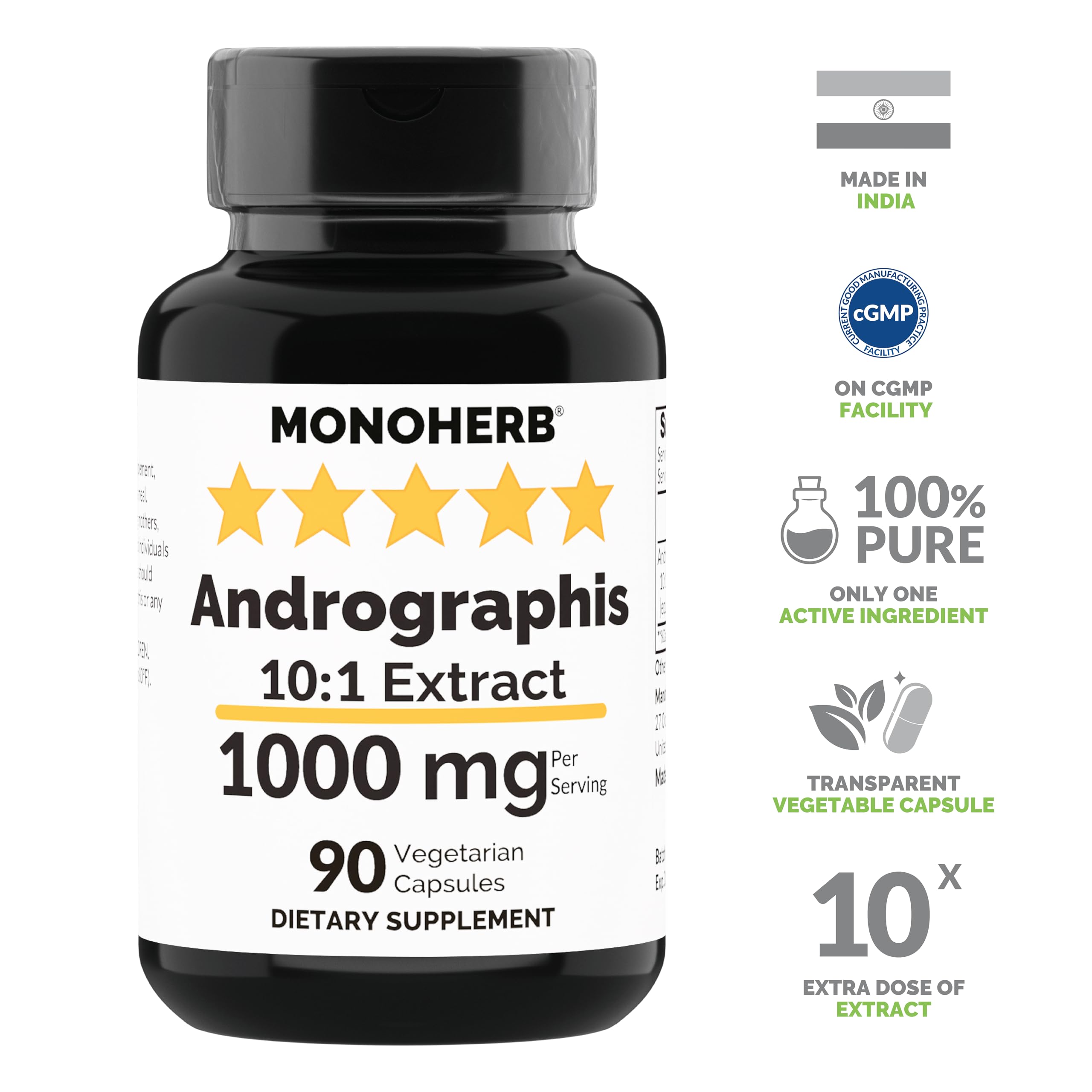 Foto 4 pulgar | Suplemento Monoherb: Extracto De Andrographis, 1000 Mg, 90 Cápsulas - Venta Internacional.
