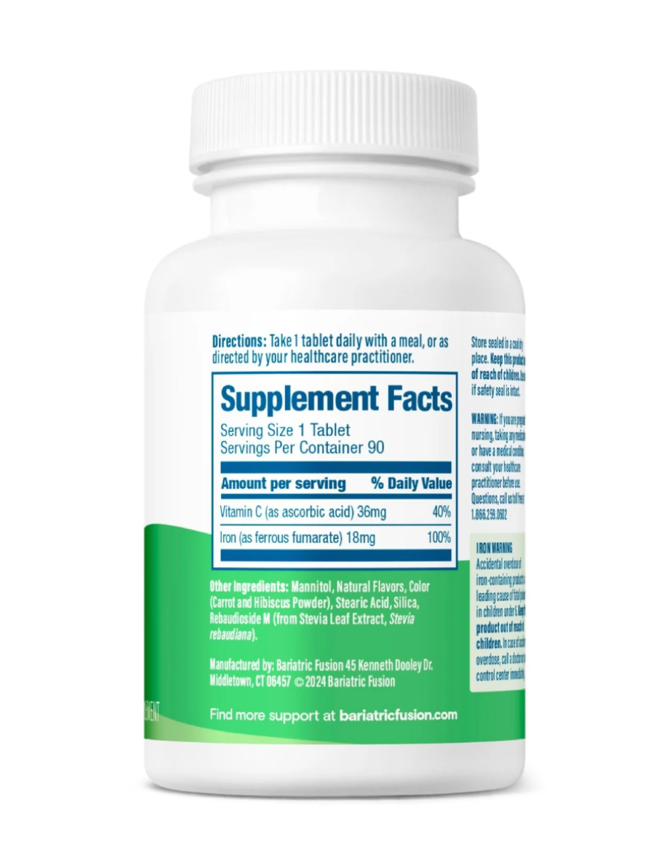 Foto 2 | Suplemento Bariatrico Bariatric Fusion Iron Plus Vitamin C Quick Melt Melon-berry 90 Tas