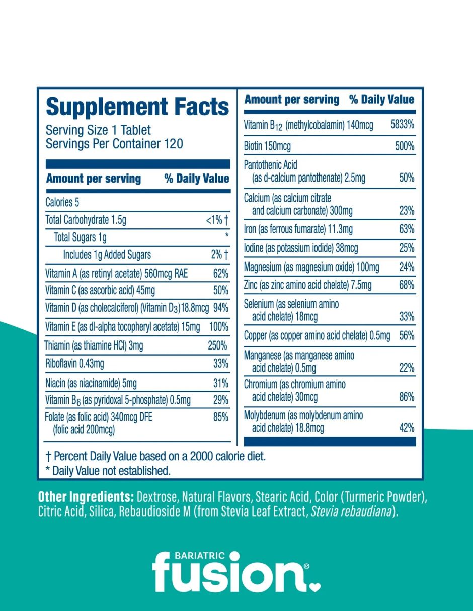 Foto 3 | Suplemento Bariatrico Bariatric Fusiontropical Multivitaminico 120 Tabs