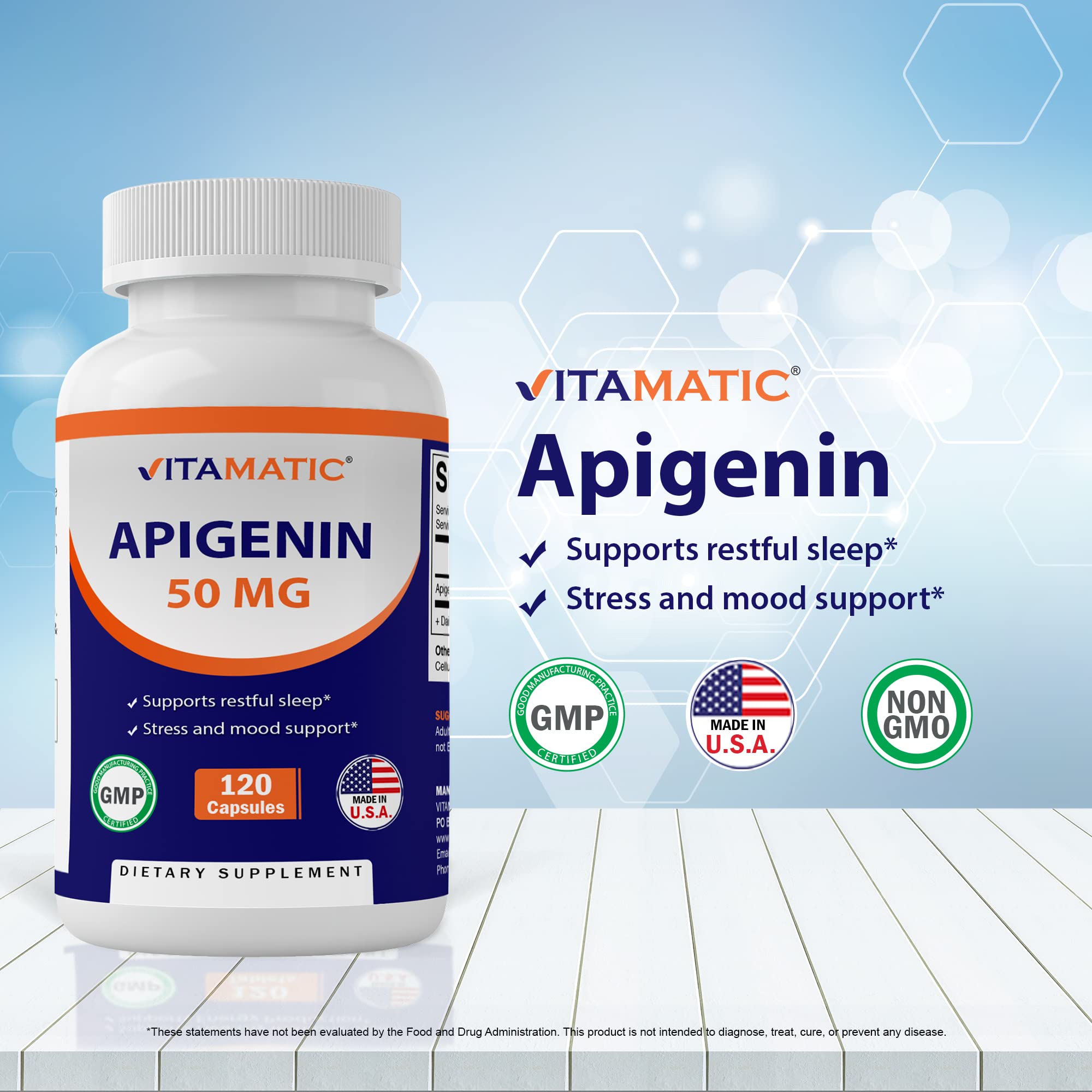 Foto 3 | Suplemento Vitamático De Apigenina 50 Mg 120 Cápsulas Vegetarianas - Venta Internacional.