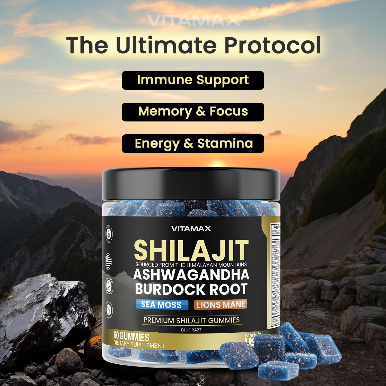 Foto 3 pulgar | Suplemento Vitamax, Gomitas Orgánicas De Shilajit, 1500 Mg, 60 Unidades - Venta Internacional.