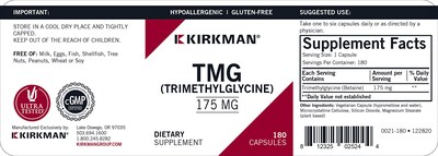Foto 3 | Suplemento Kirkman Tmg (trimetilglicina) 175 Mg - 180 Cápsulas - Venta Internacional.