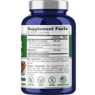 Foto 2 | Suplemento De Extracto De Raíz De Osha De Nusapure, 1500 Mg, 150 Cápsulas Veganas - Venta Internacional.