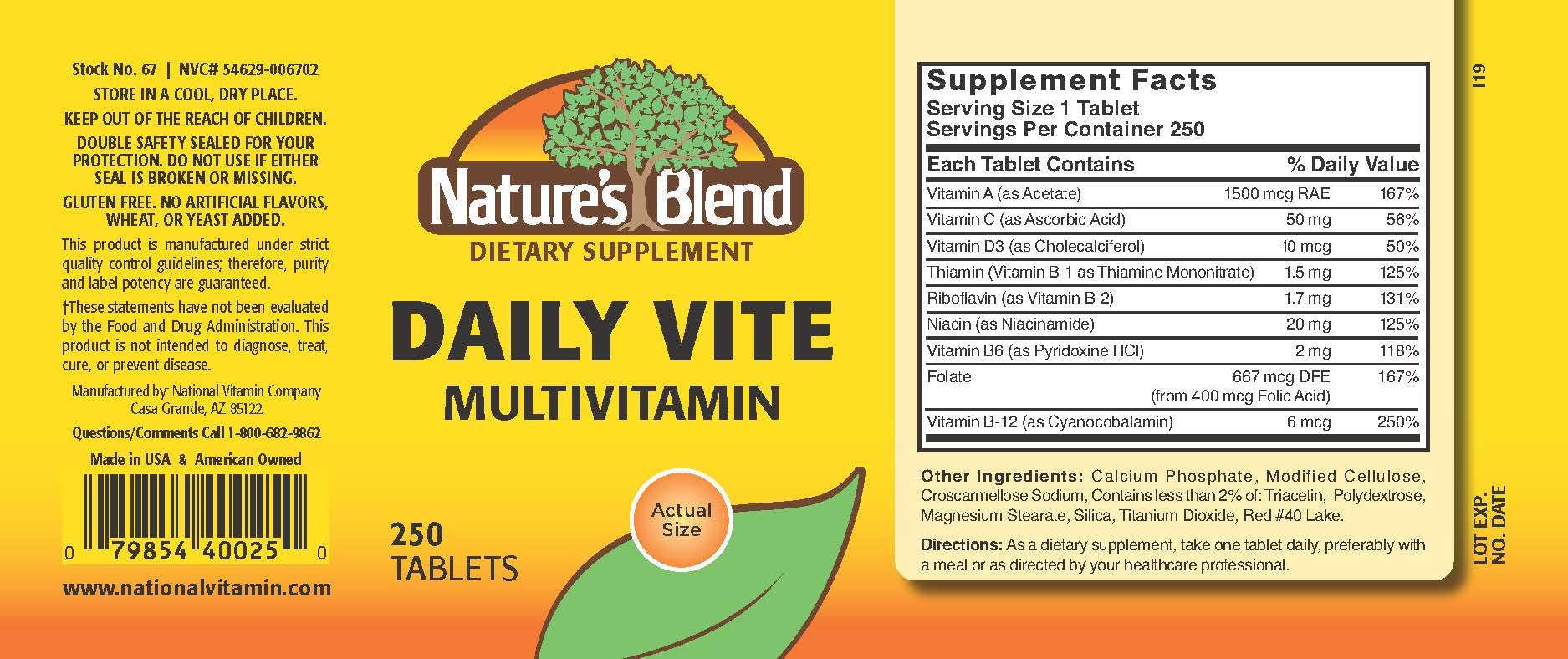 Foto 3 pulgar | Suplemento Nature's Blend Daily Vite 250 Comprimidos - Venta Internacional.