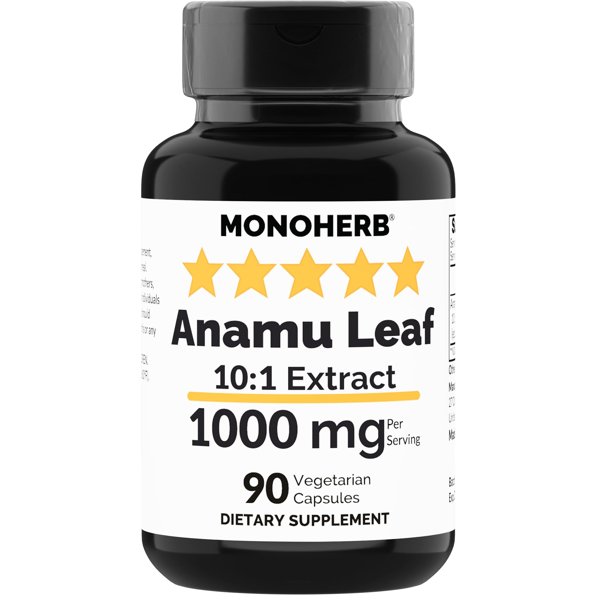 Foto 2 pulgar | Suplemento Monoherb: Extracto Puro De Hoja De Anamú, 1000 Mg, 90 Cápsulas - Venta Internacional.