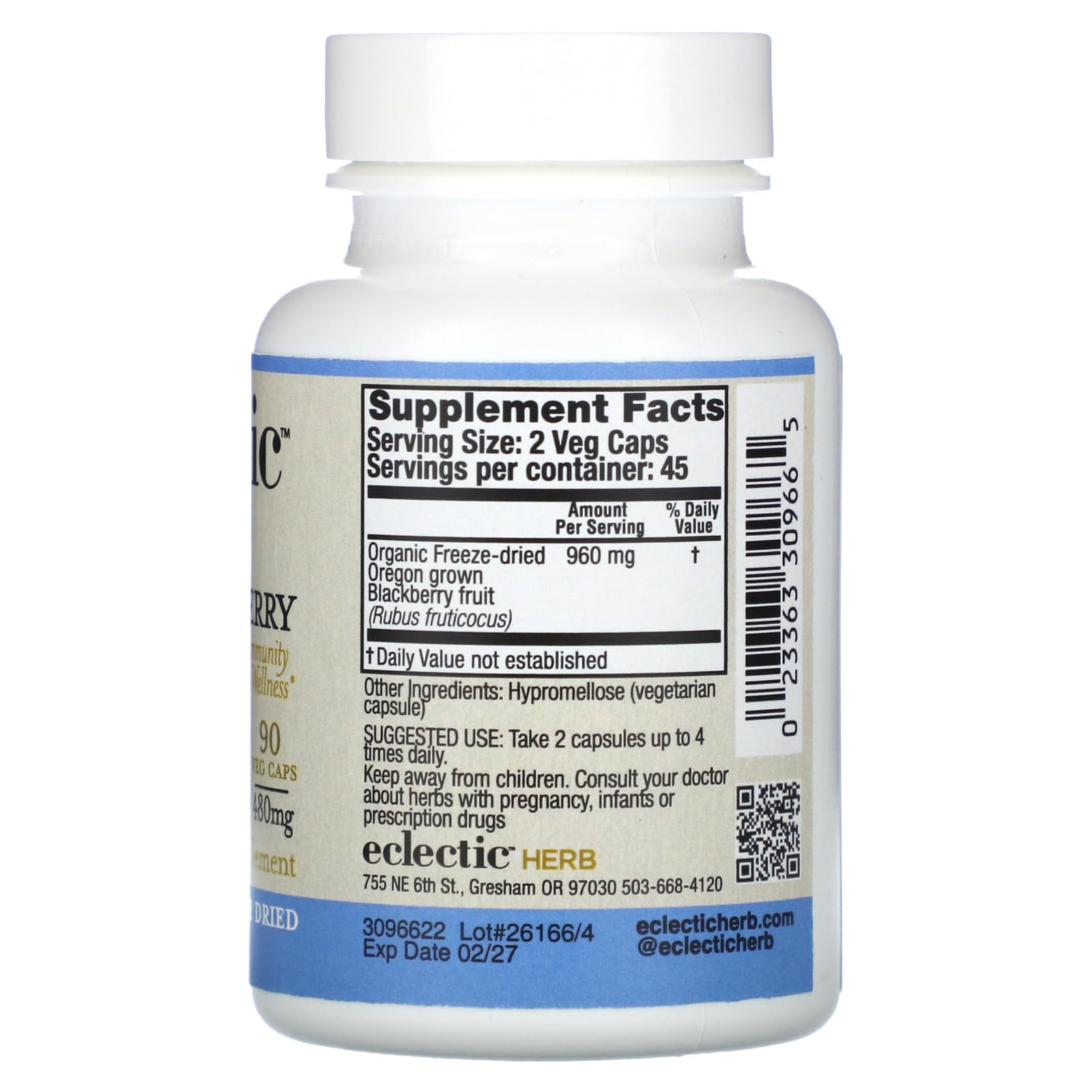 Foto 3 pulgar | Suplemento Eclectic Institute Blackberry Fruit 90 Ct (480 Mg) - Venta Internacional.