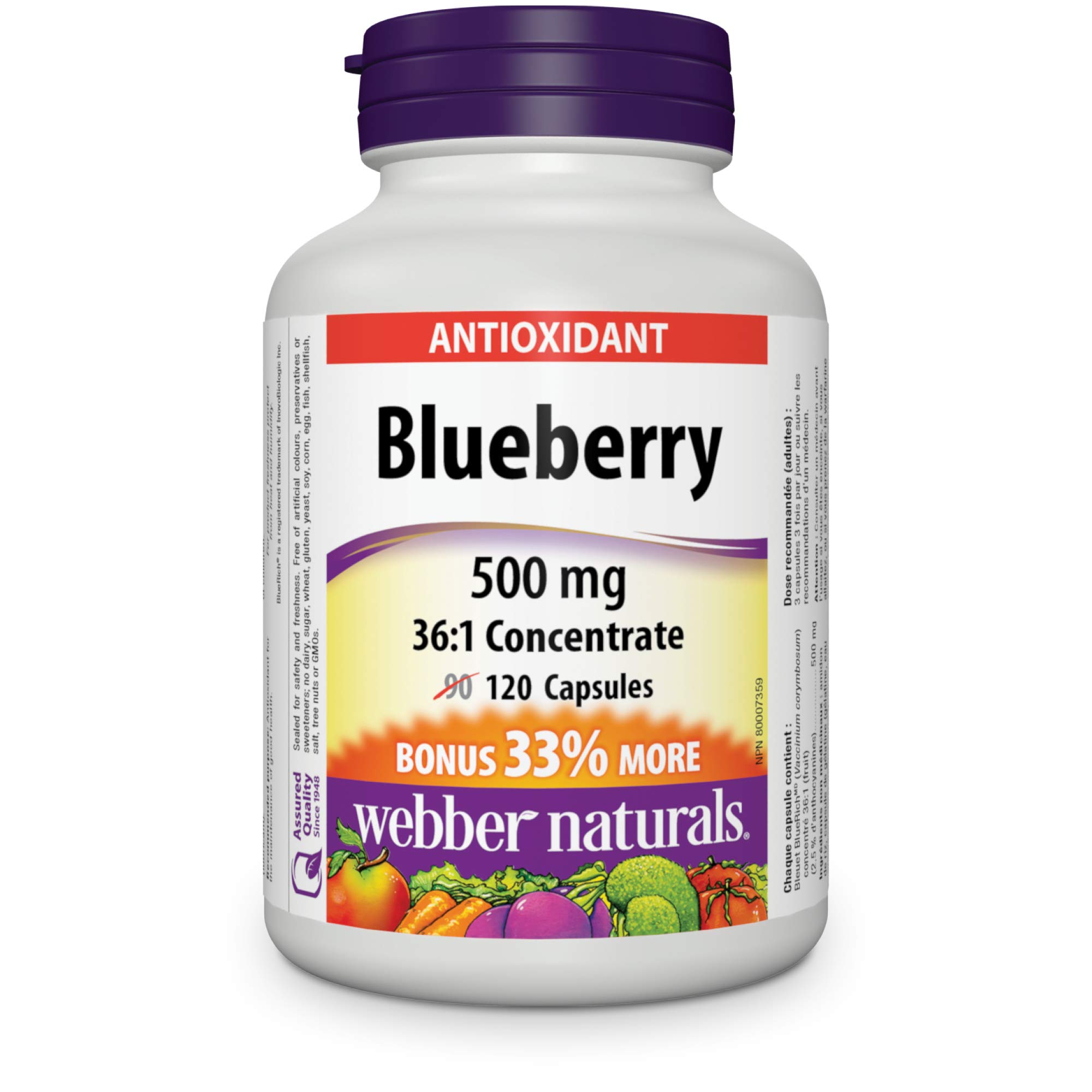 Foto 2 pulgar | Suplemento De Concentrado De Arándanos Webber Naturals 500 Mg 120 Cápsulas - Venta Internacional.
