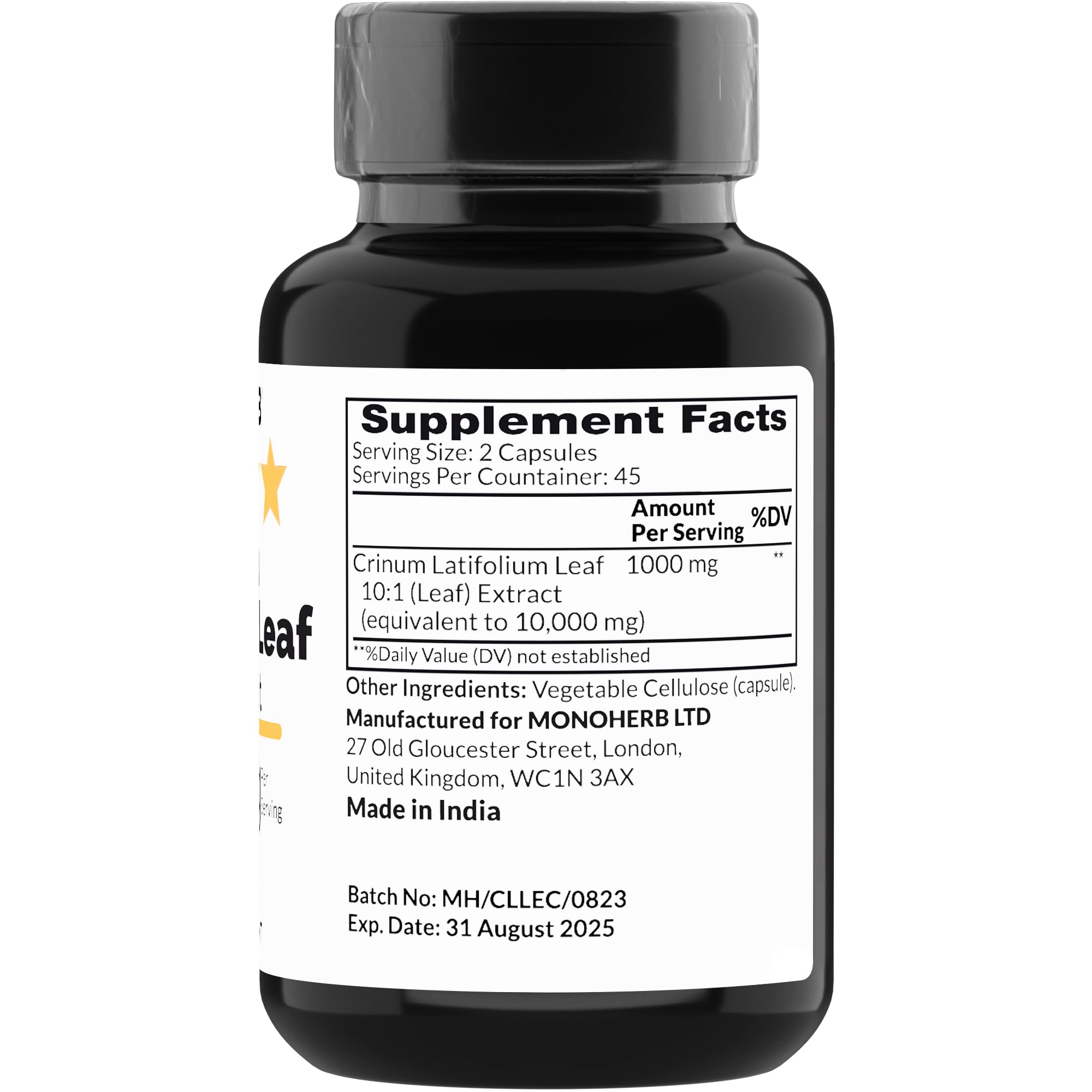 Foto 3 pulgar | Suplemento De Extracto De Hoja De Crinum Latifolium Monoherb 1000 Mg - Venta Internacional.