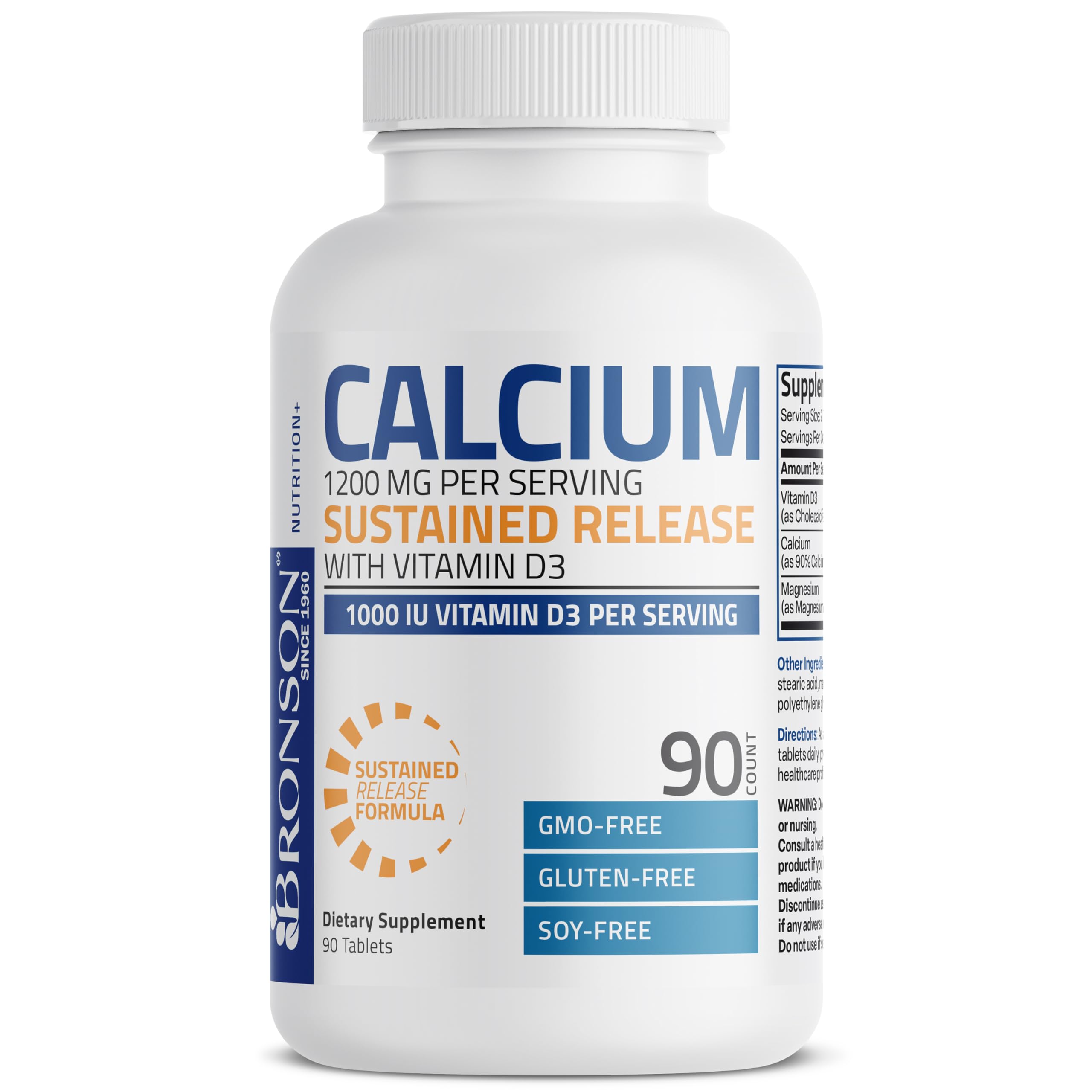 Suplemento Bronson Calcium 1200 Mg Con Vitamina D3 1000 Ui 90 Tabletas - Venta Internacional.
