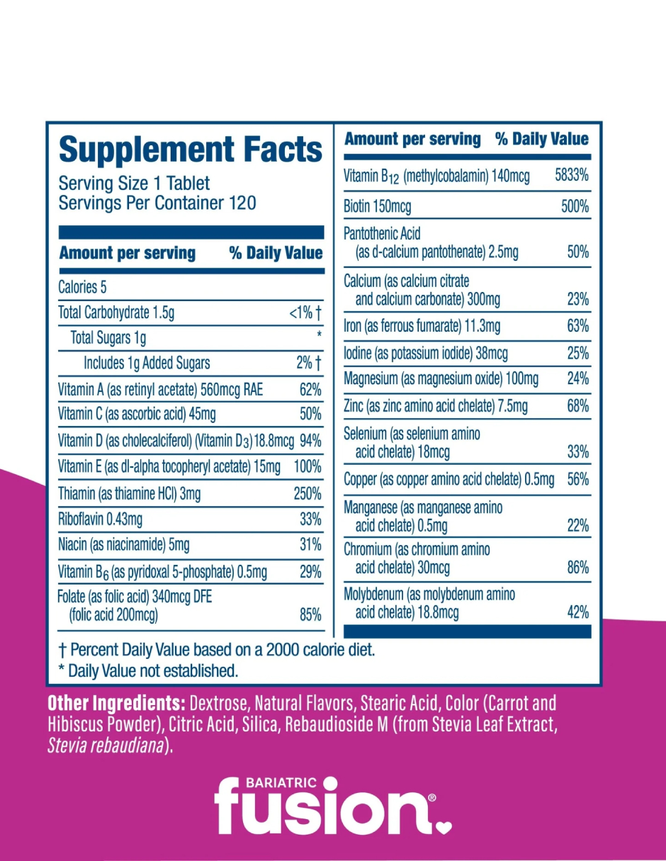 Foto 4 pulgar | Suplemento Bariatrico Bariatric Fusion Mixed Berry Multivitamínico 120 Tabs