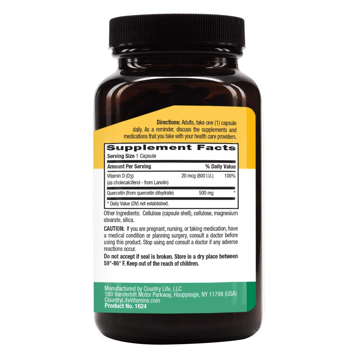 Foto 3 pulgar | Suplementos Country Life Quercetin + D3 90 Comprimidos - Venta Internacional.
