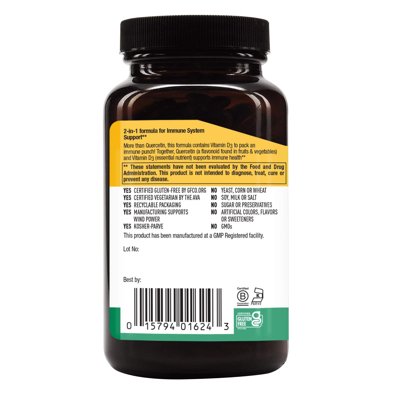 Foto 4 pulgar | Suplementos Country Life Quercetin + D3 90 Comprimidos - Venta Internacional.