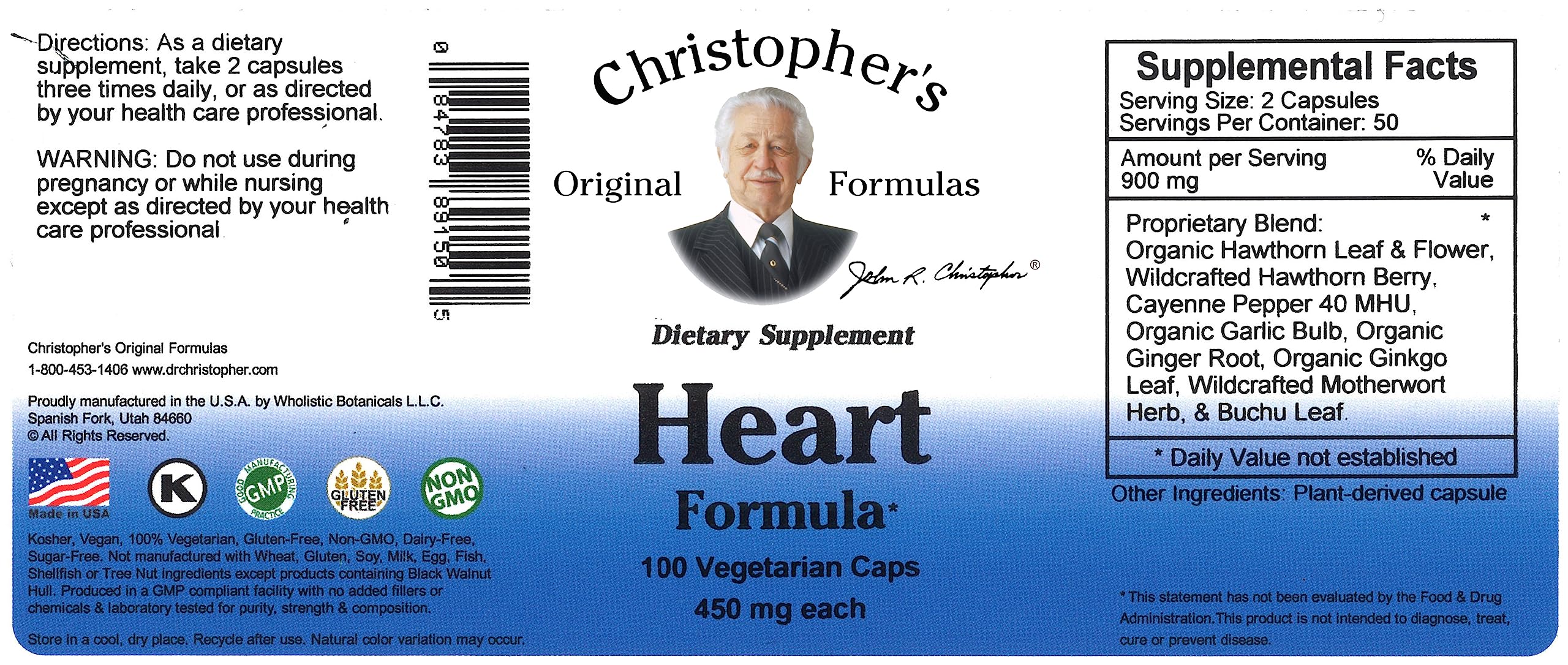 Foto 3 pulgar | Suplemento Dr. Christopher's Heart Formula Caps, 100 Unidades - Venta Internacional.