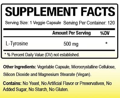 Foto 5 pulgar | Suplemento Biotech Nutritions L-tirosina 500 Mg 120 Cápsulas - Venta Internacional.