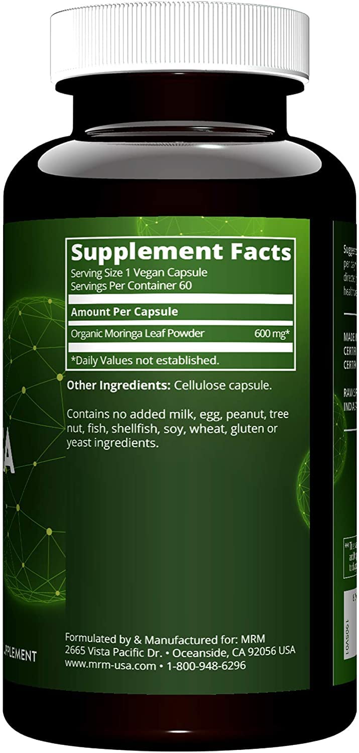 Foto 3 pulgar | Suplemento Mrm Nutrition En Cápsulas De Hoja De Moringa 600 Mg X60 - Venta Internacional.