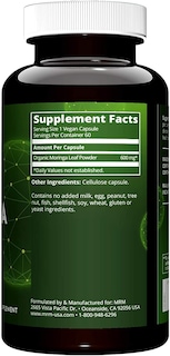 Foto 2 | Suplemento Mrm Nutrition En Cápsulas De Hoja De Moringa 600 Mg X60 - Venta Internacional.