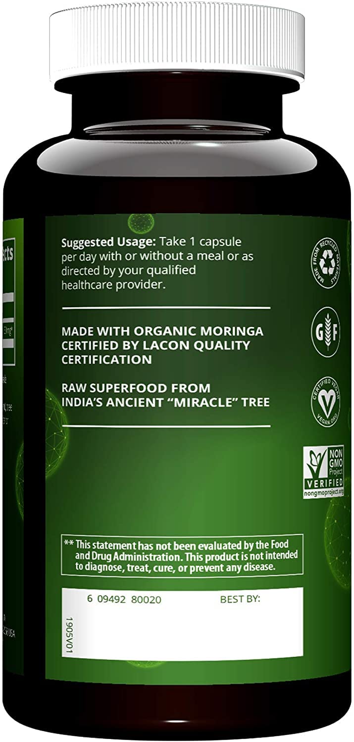 Foto 4 pulgar | Suplemento Mrm Nutrition En Cápsulas De Hoja De Moringa 600 Mg X60 - Venta Internacional.