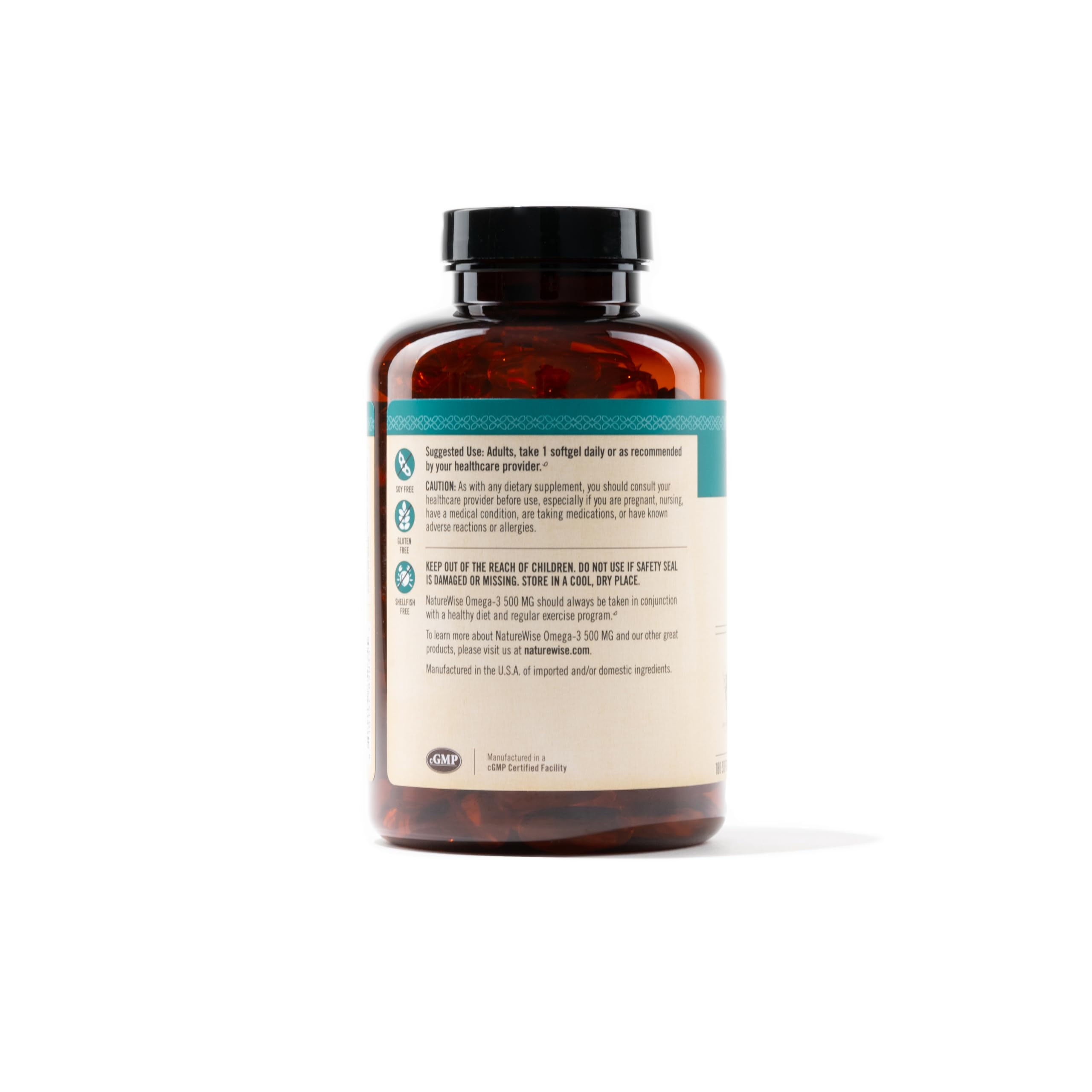 Foto 4 | Suplemento De Aceite De Pescado Omega 3 De Naturewise, 500 Mg, 180 Cápsulas Blandas - Venta Internacional.