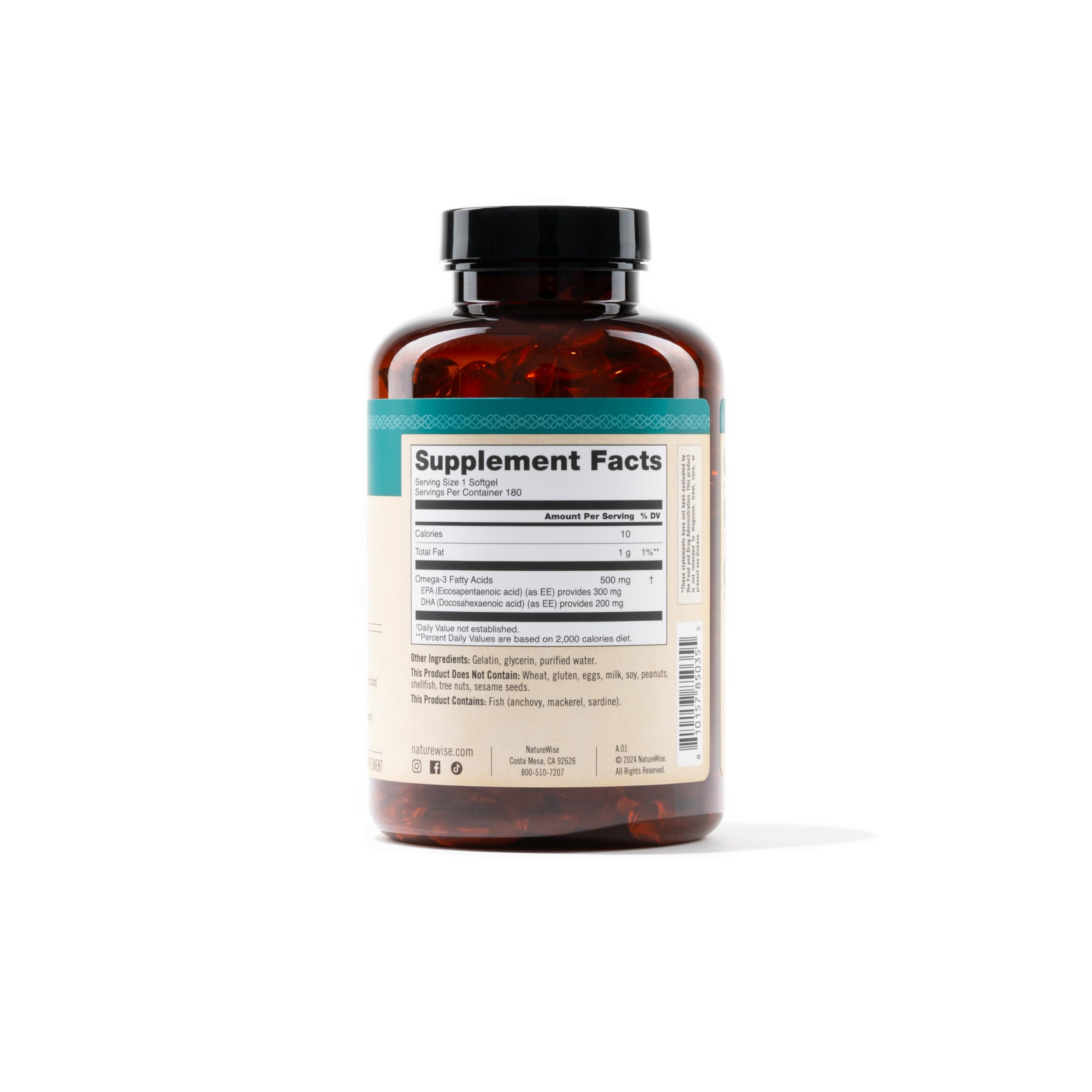 Foto 5 | Suplemento De Aceite De Pescado Omega 3 De Naturewise, 500 Mg, 180 Cápsulas Blandas - Venta Internacional.