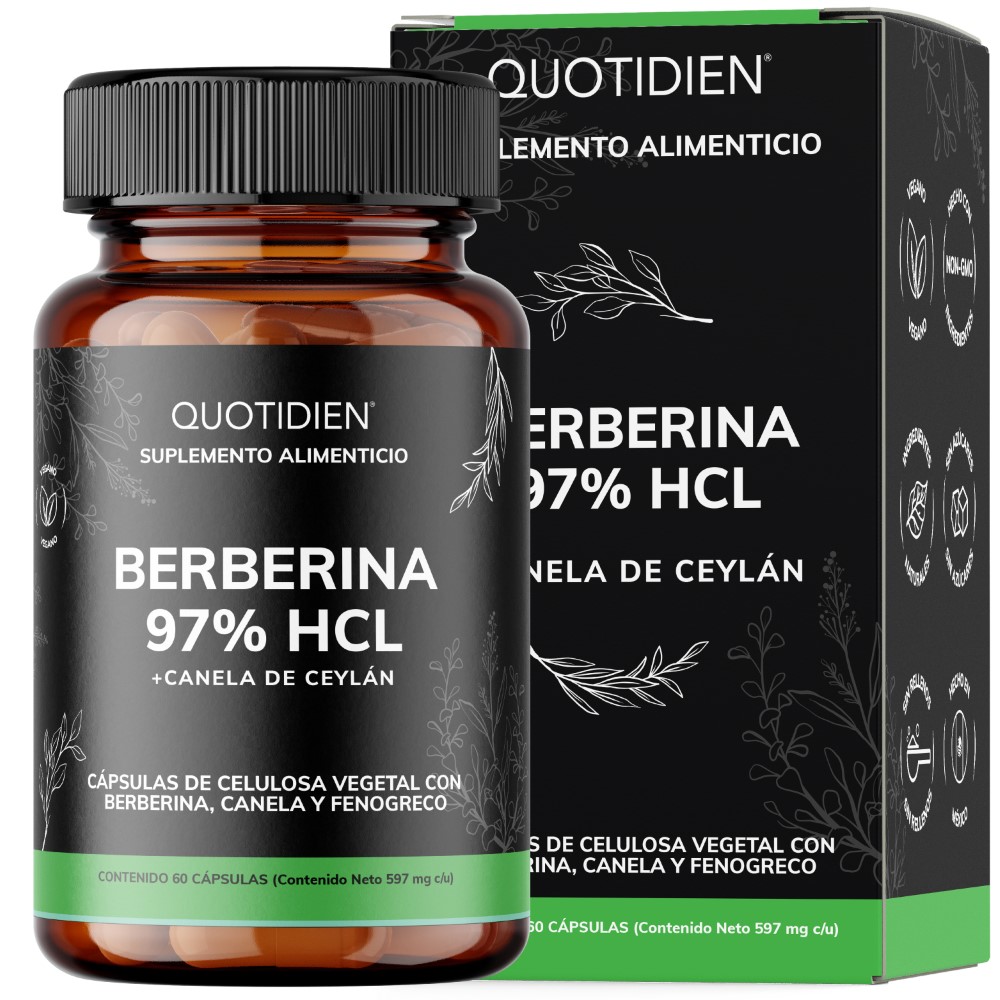 Foto 2 pulgar | Suplemento Alimenticio Berberina Clorhidrato Canela De Ceylán Fenogreco Cúrcuma Quotidien 60 Cápsulas