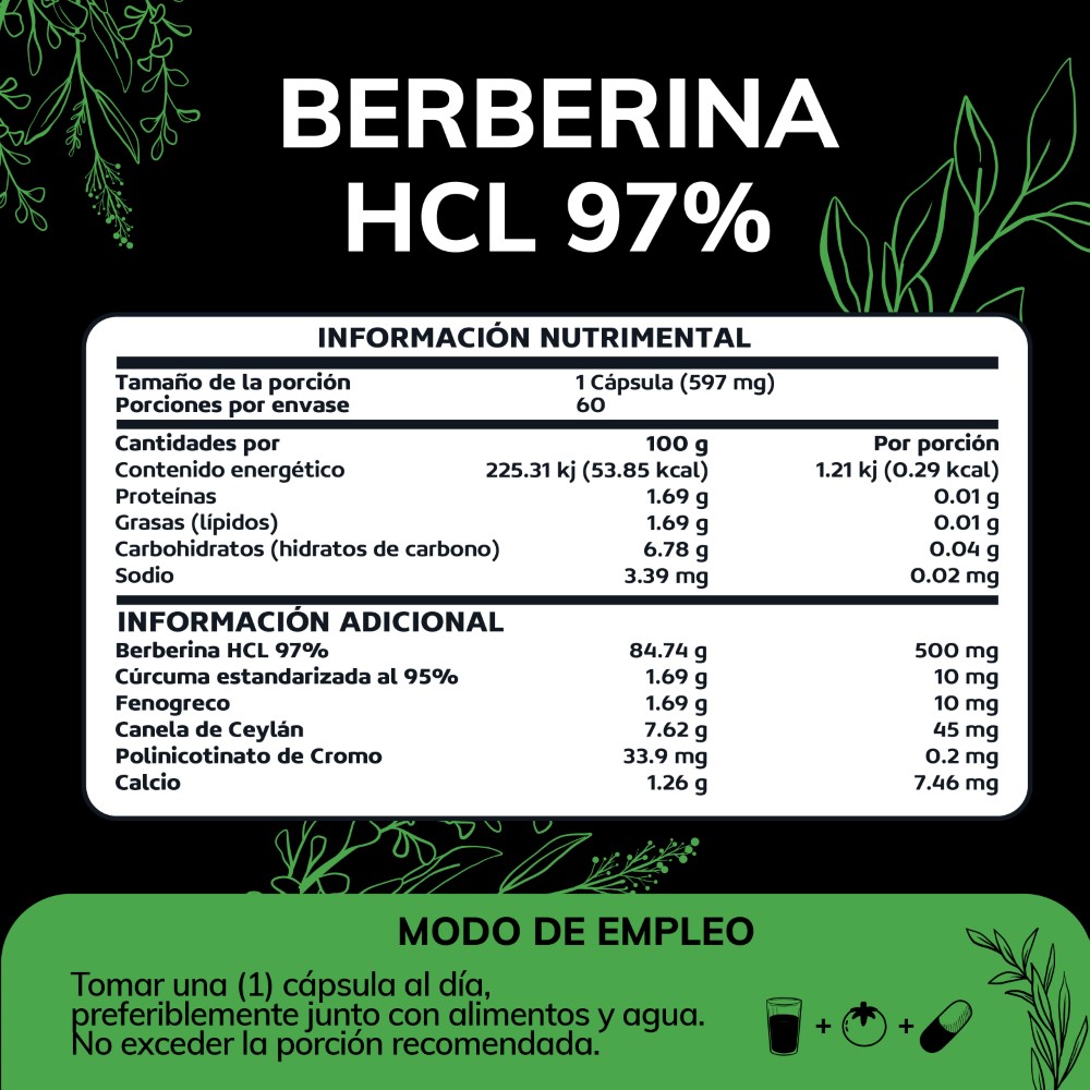 Foto 3 pulgar | Suplemento Alimenticio Berberina Clorhidrato Canela De Ceylán Fenogreco Cúrcuma Quotidien 60 Cápsulas