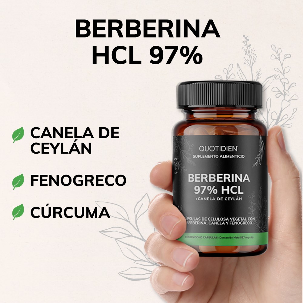 Foto 4 pulgar | Suplemento Alimenticio Berberina Clorhidrato Canela De Ceylán Fenogreco Cúrcuma Quotidien 60 Cápsulas