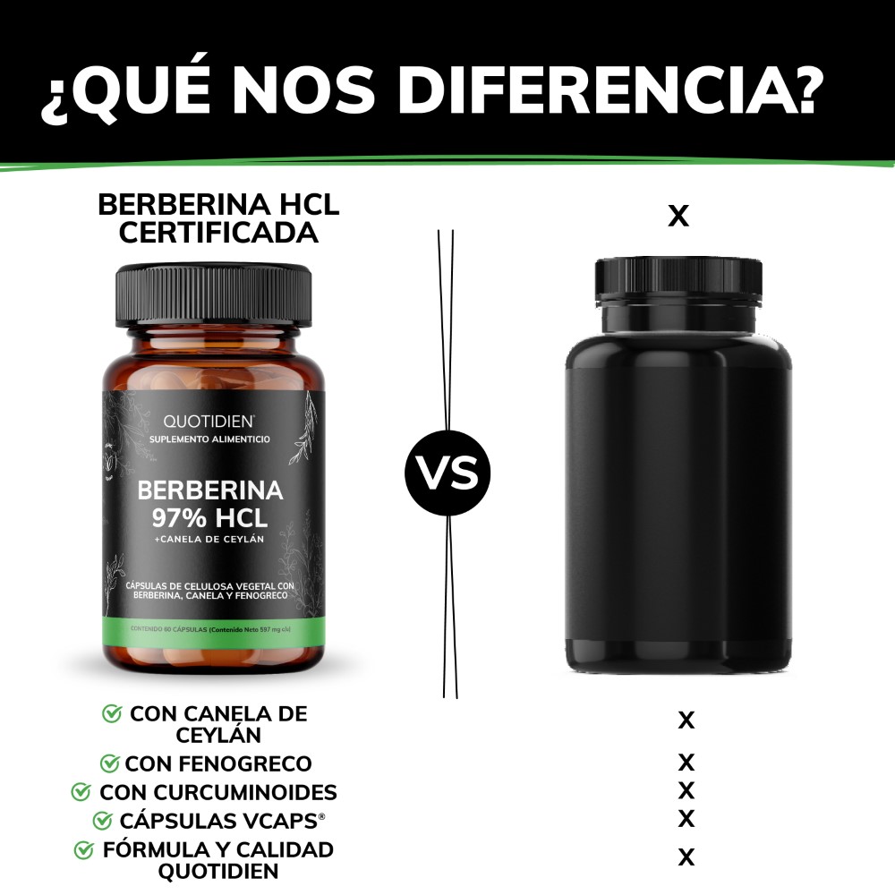 Foto 5 pulgar | Suplemento Alimenticio Berberina Clorhidrato Canela De Ceylán Fenogreco Cúrcuma Quotidien 60 Cápsulas