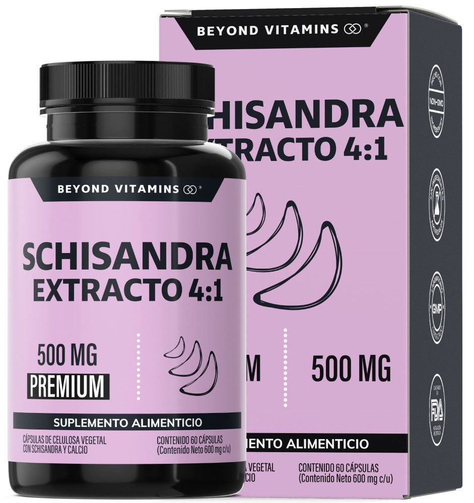 Foto 2 pulgar | Suplemento Alimenticio Schisandra Extracto 4:1 500mg Beyond Vitamins 60 Cápsulas