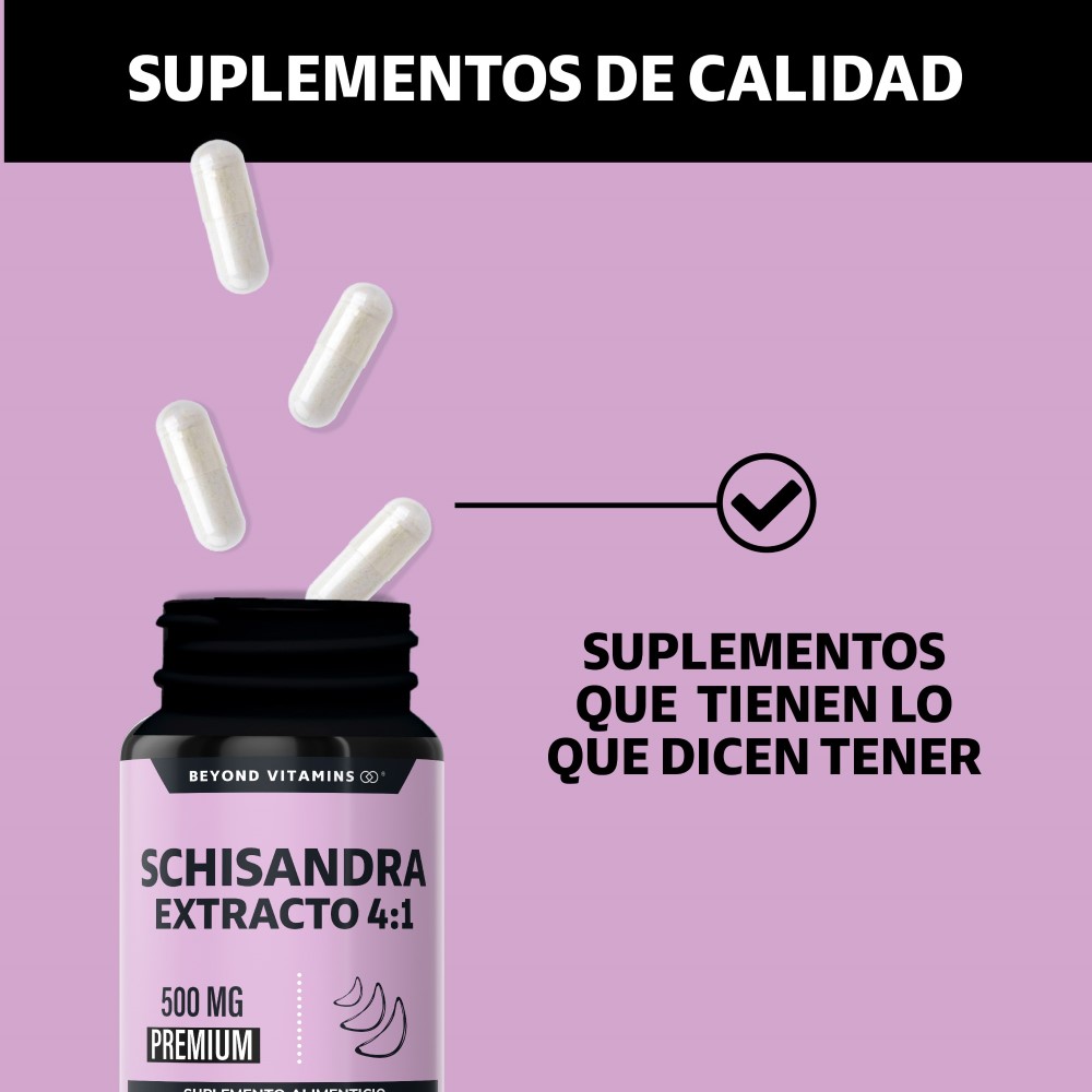 Foto 5 pulgar | Suplemento Alimenticio Schisandra Extracto 4:1 500mg Beyond Vitamins 60 Cápsulas