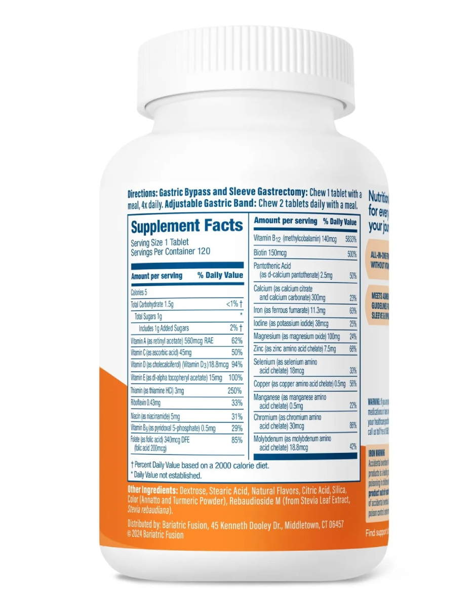 Foto 4 pulgar | Suplemento Bariatrico Bariatric Fusion Multivitamínico Naranja 120 Tabletas