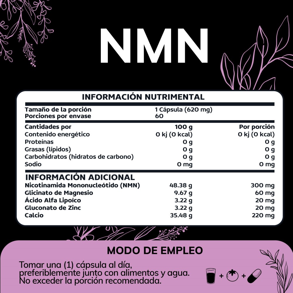 Foto 3 pulgar | Suplemento Alimenticio Nmn Acido Alfa Lipoico Glicinato De Magnesio Quotidien 60 Cápsulas