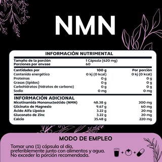 Foto 2 | Suplemento Alimenticio Nmn Acido Alfa Lipoico Glicinato De Magnesio Quotidien 60 Cápsulas