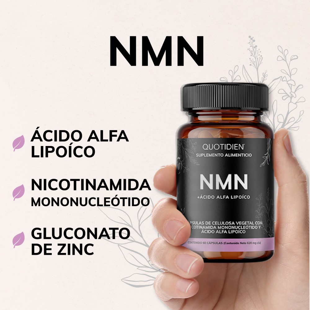 Foto 4 pulgar | Suplemento Alimenticio Nmn Acido Alfa Lipoico Glicinato De Magnesio Quotidien 60 Cápsulas