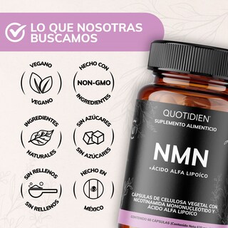 Foto 6 | Suplemento Alimenticio Nmn Acido Alfa Lipoico Glicinato De Magnesio Quotidien 60 Cápsulas