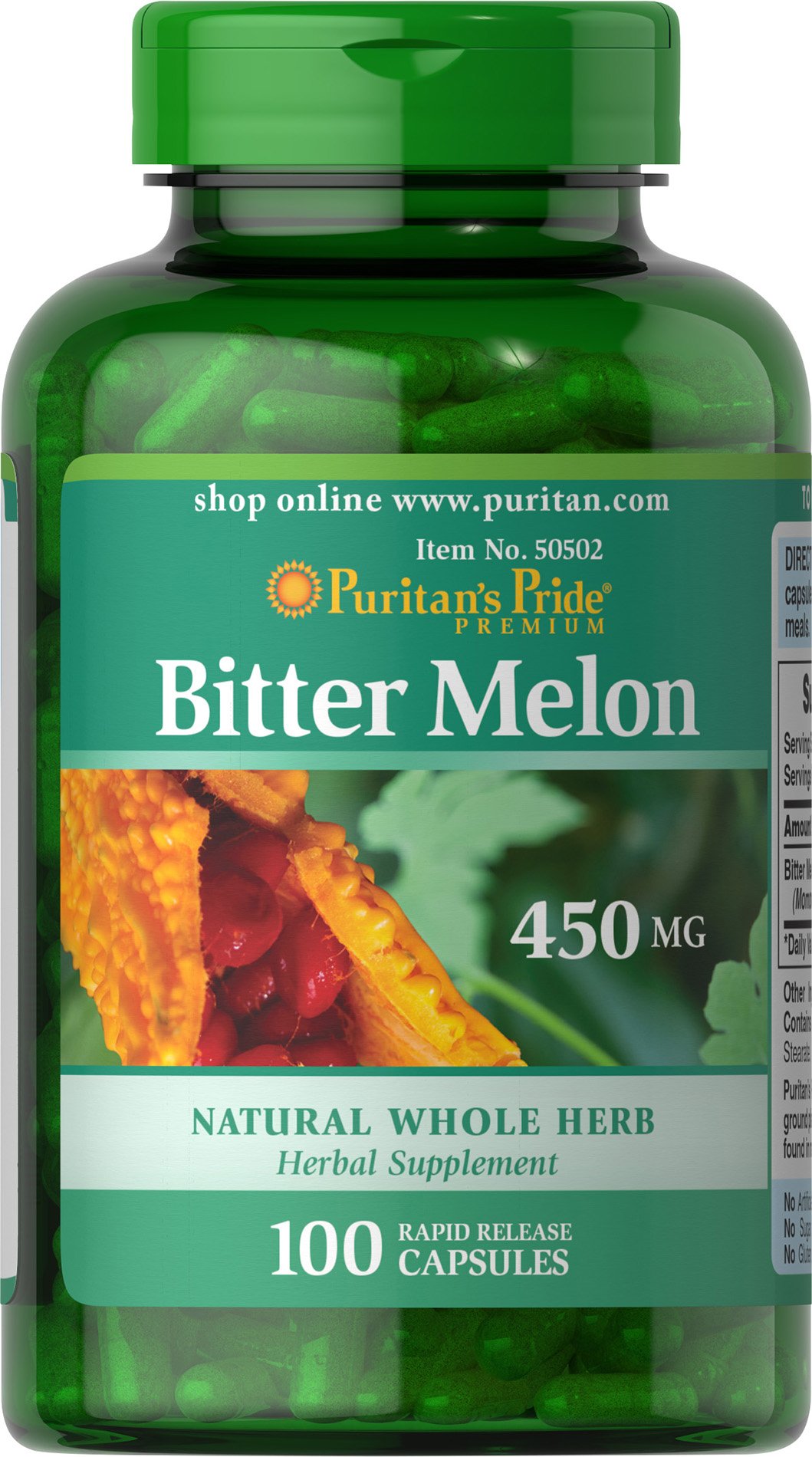 Foto 2 pulgar | Suplemento Puritan's Pride Bitter Melon 450 Mg 100 Cápsulas - Venta Internacional.