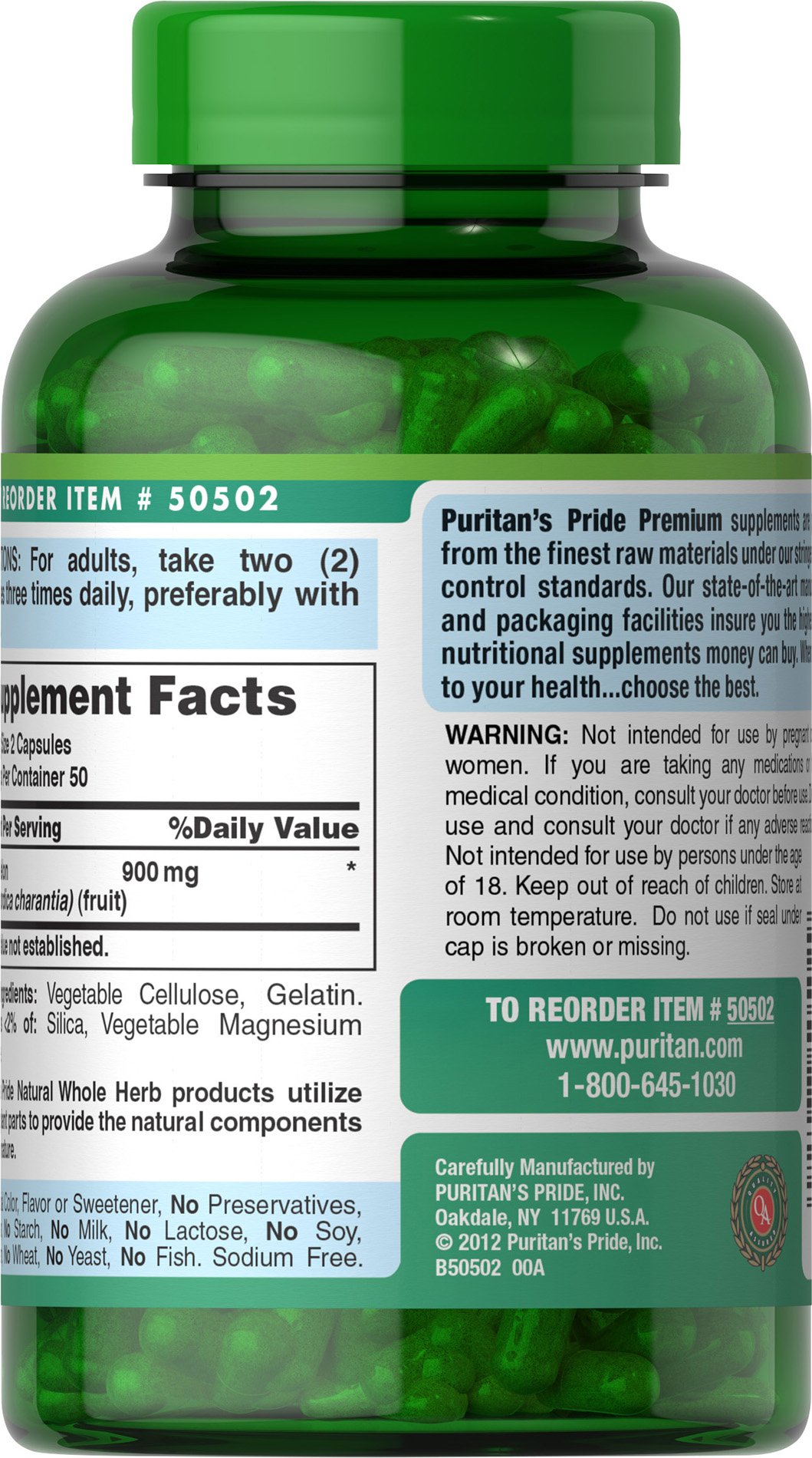 Foto 3 pulgar | Suplemento Puritan's Pride Bitter Melon 450 Mg 100 Cápsulas - Venta Internacional.