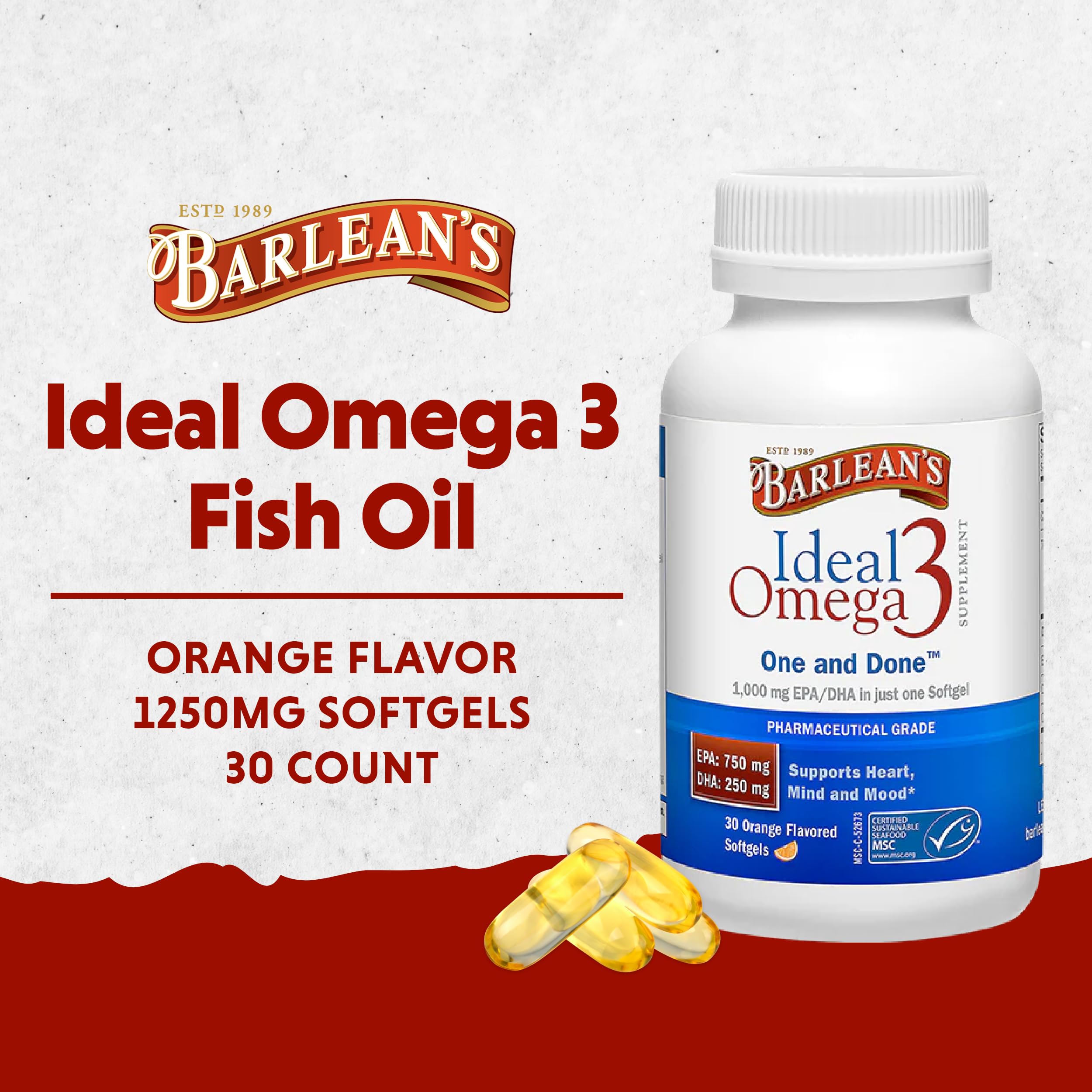 Foto 3 pulgar | Suplemento De Aceite De Pescado Ideal Con Omega 3 De Barlean's, 1000 Mg, 30 Cápsulas Blandas - Venta Internacional.