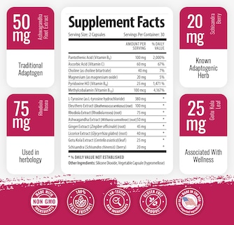 Foto 2 | Suplemento 1 Body Adrenal Support Cortisol - Venta Internacional