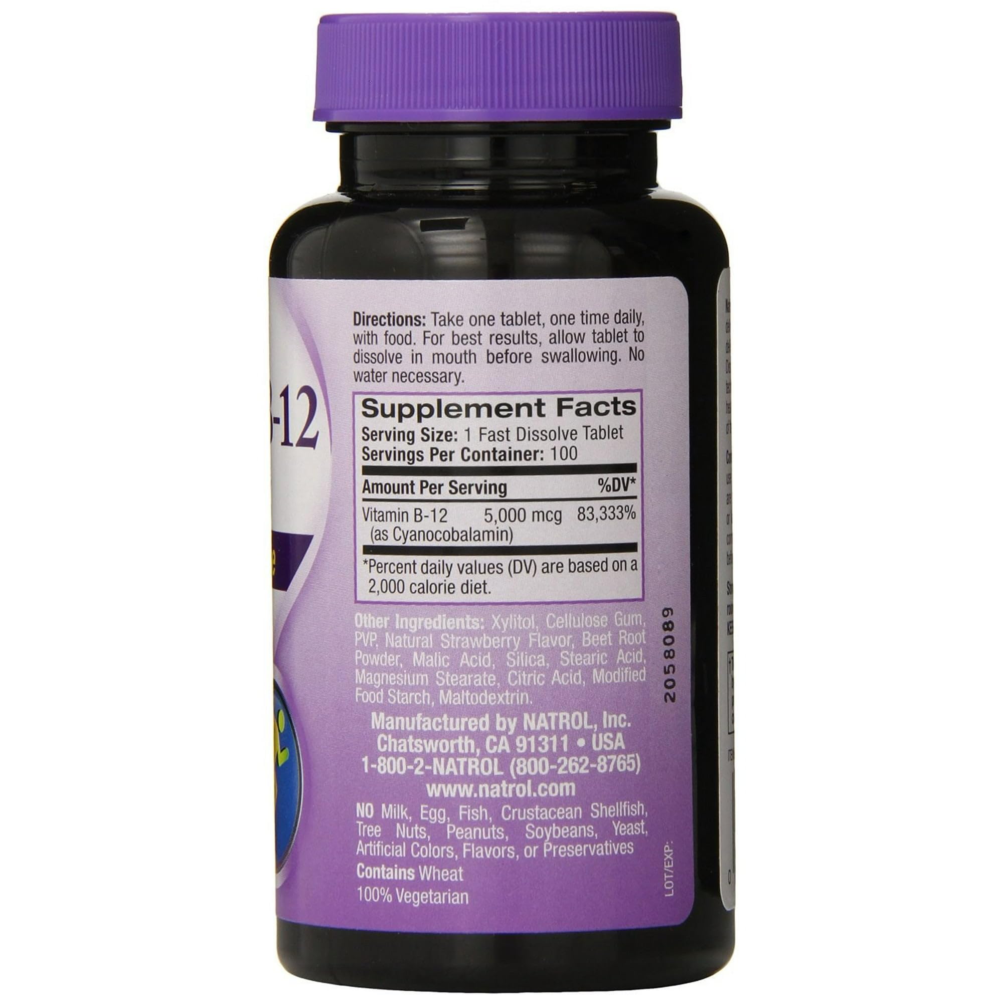 Foto 3 pulgar | Suplemento Natrol de Vitamina B12 5000 Mcg 100 Tabletas - Venta Internacional