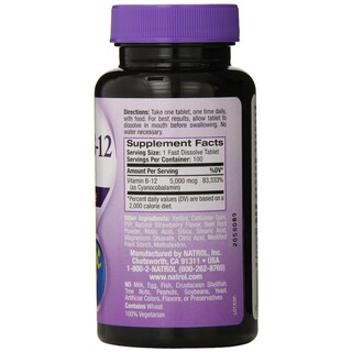 Foto 2 | Suplemento Natrol de Vitamina B12 5000 Mcg 100 Tabletas - Venta Internacional