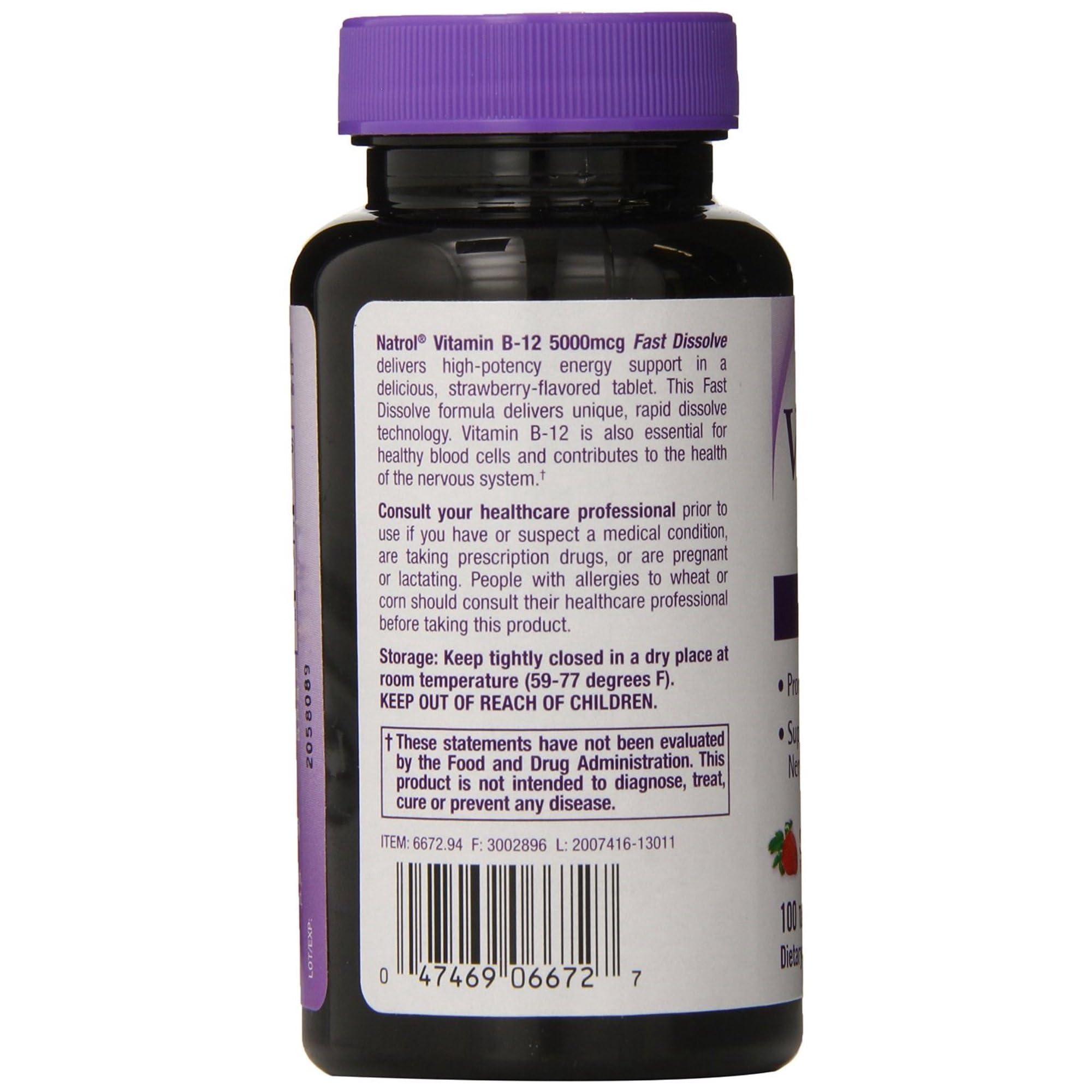 Foto 4 pulgar | Suplemento Natrol de Vitamina B12 5000 Mcg 100 Tabletas - Venta Internacional