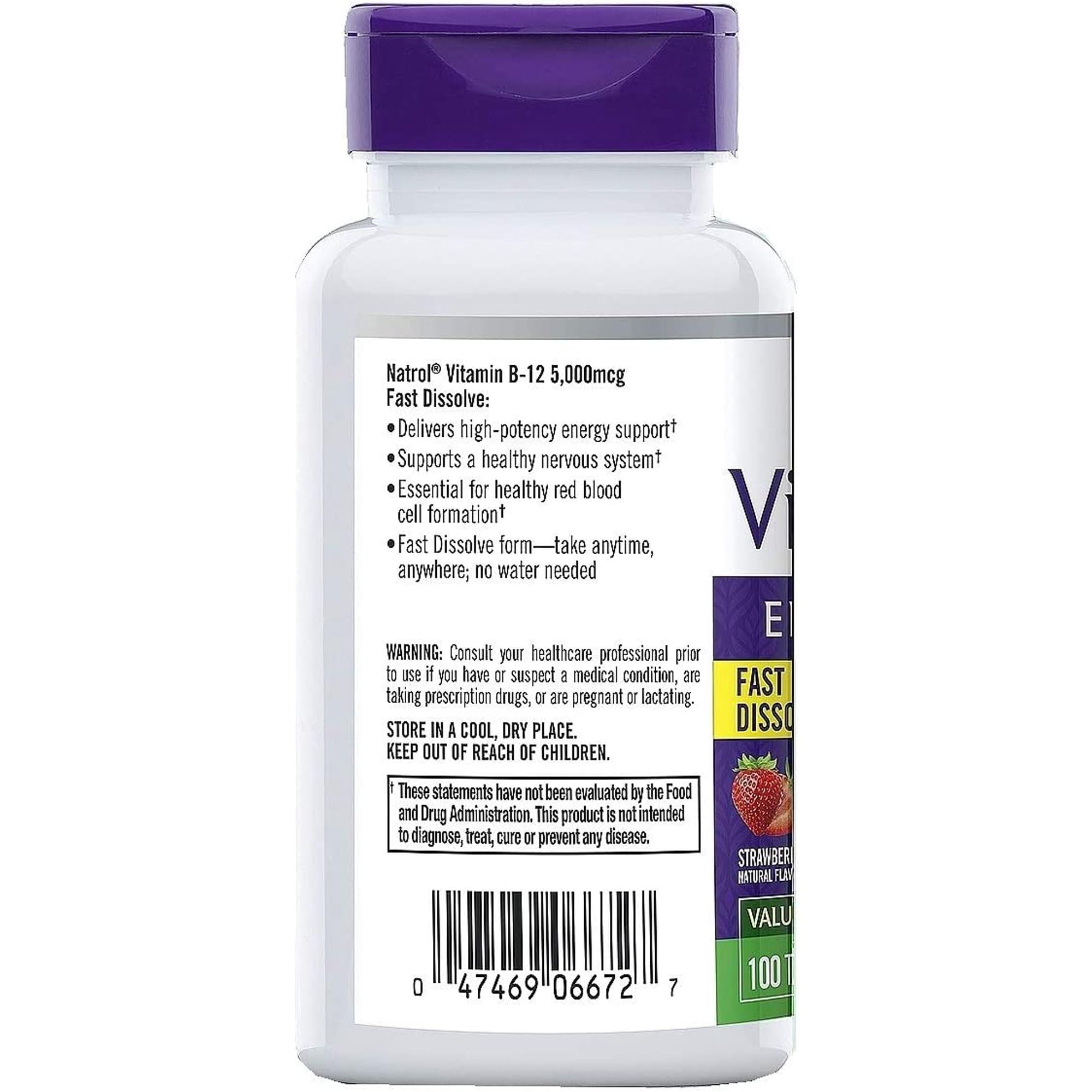 Foto 7 pulgar | Suplemento Natrol de Vitamina B12 5000 Mcg 100 Tabletas - Venta Internacional