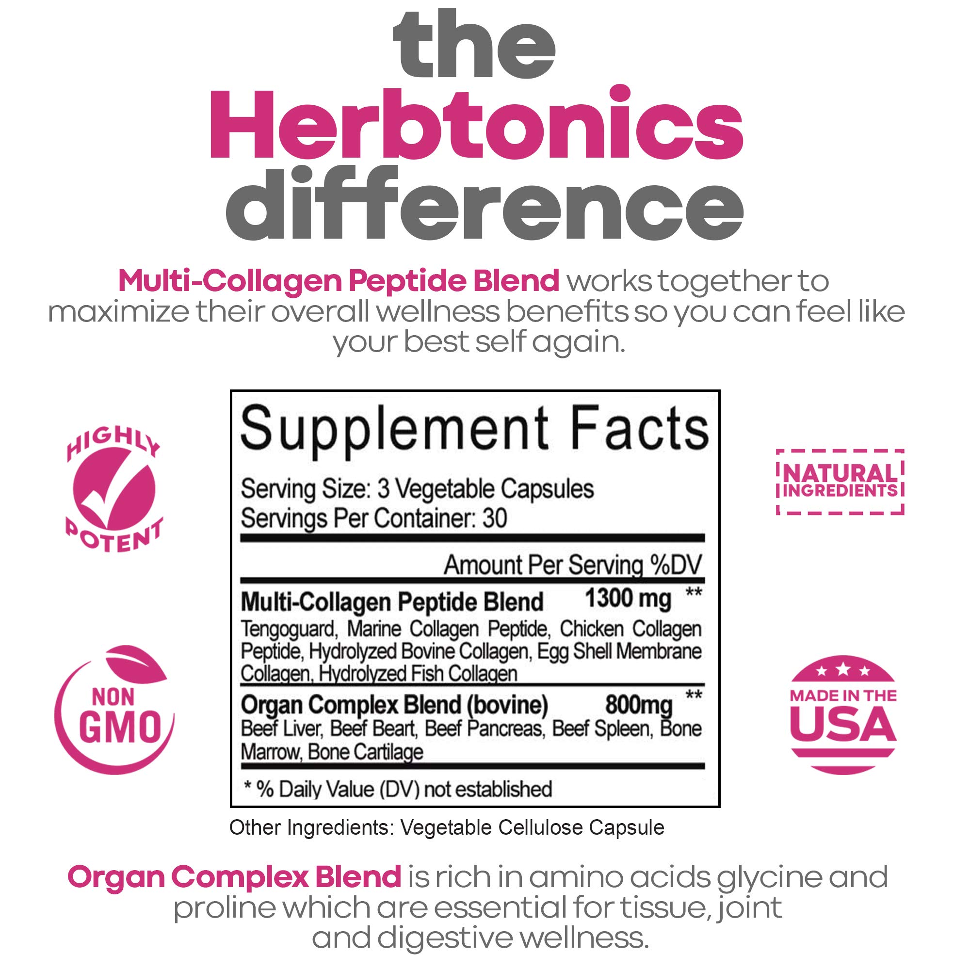 Foto 3 pulgar | Suplemento Herbtonics, Cápsulas De Colágeno Múltiple, 90 Píldoras, Vegano - Venta Internacional.
