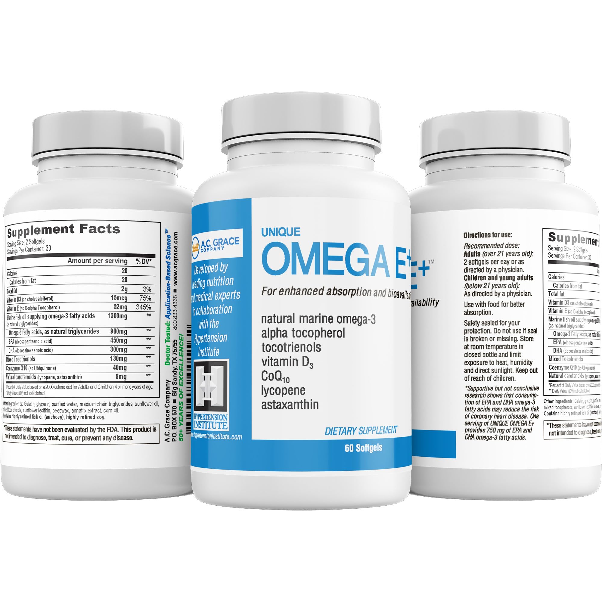 Foto 7 | Suplemento De Aceite De Pescado Omega E+ De A.c. Grace Company 60 Cápsulas Blandas - Venta Internacional.
