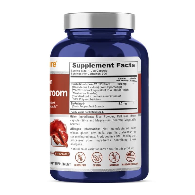 Foto 4 pulgar | Suplemento de Extracto de Hongo Reishi NusaPure 4000 mg 300 Cápsulas - Venta Internacional