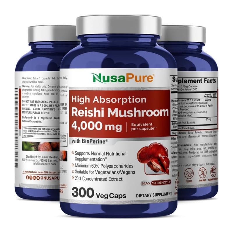 Foto 5 pulgar | Suplemento de Extracto de Hongo Reishi NusaPure 4000 mg 300 Cápsulas - Venta Internacional
